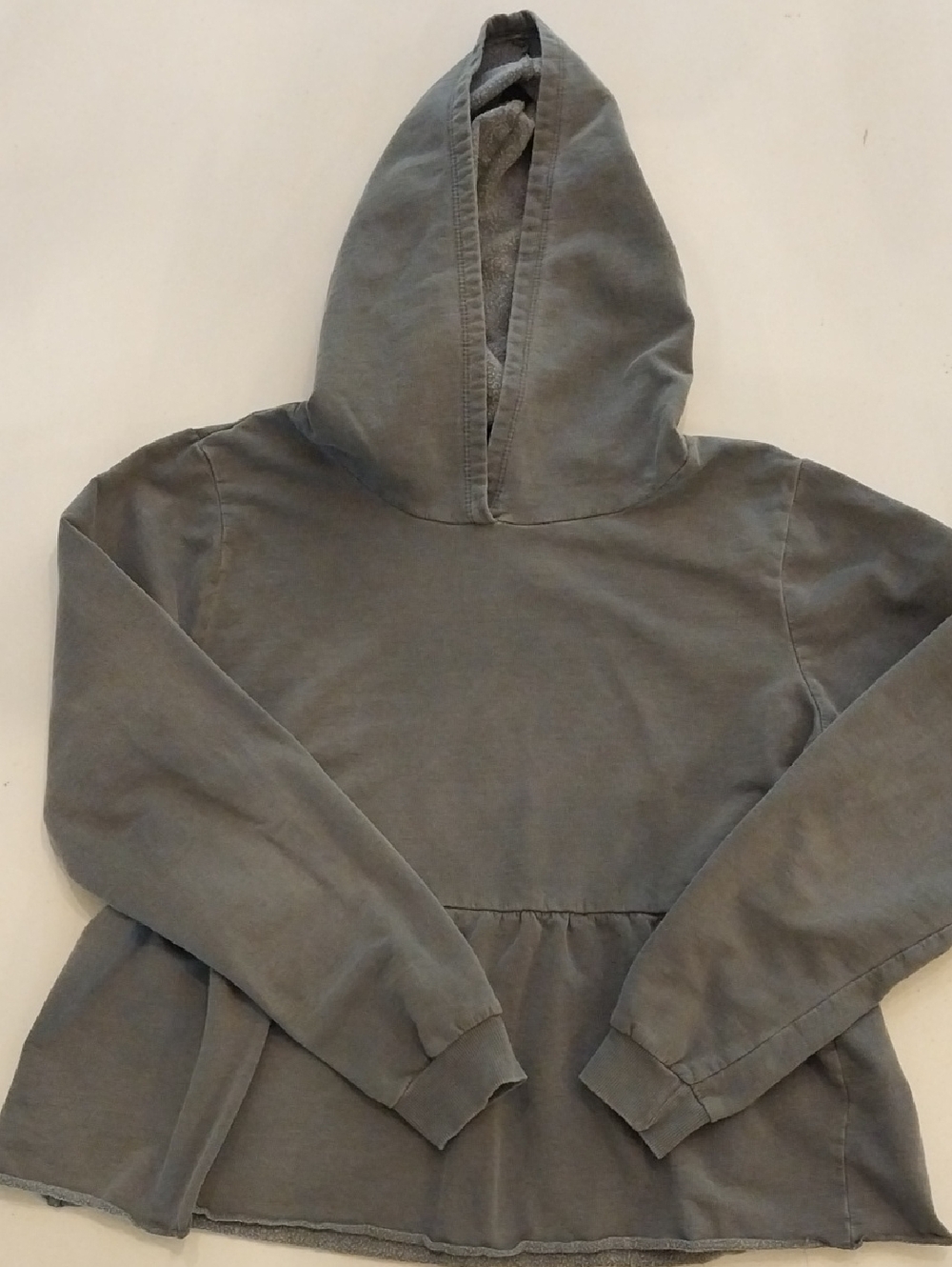 Hooded Peplum Sweatshirt Jacket - Gray